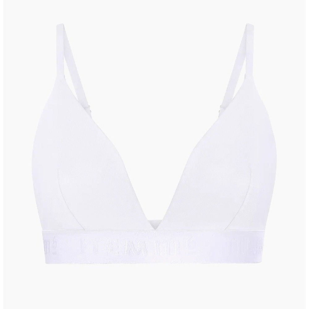 Item M6 Size M All Mesh Triangle Bralette Bra White Wireless Comfort NWT